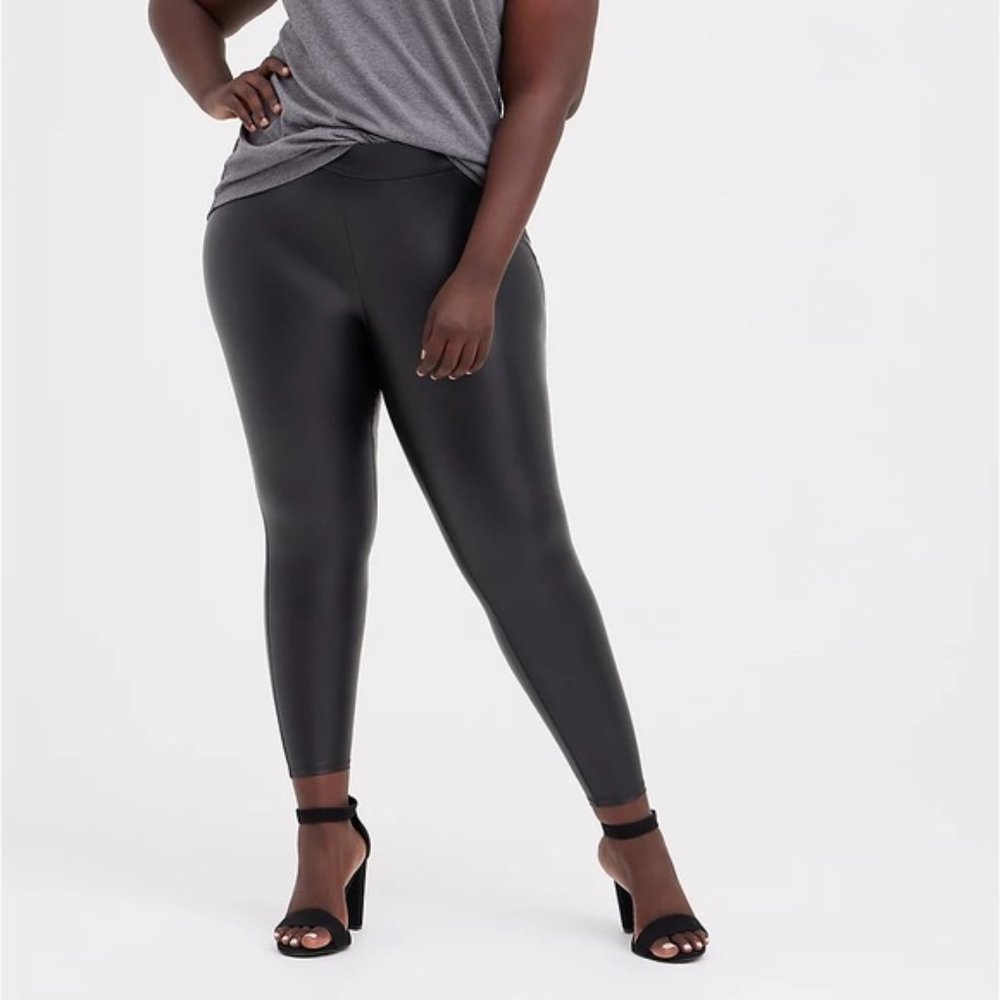 Torrid Black Faux Leather Platinum Leggings